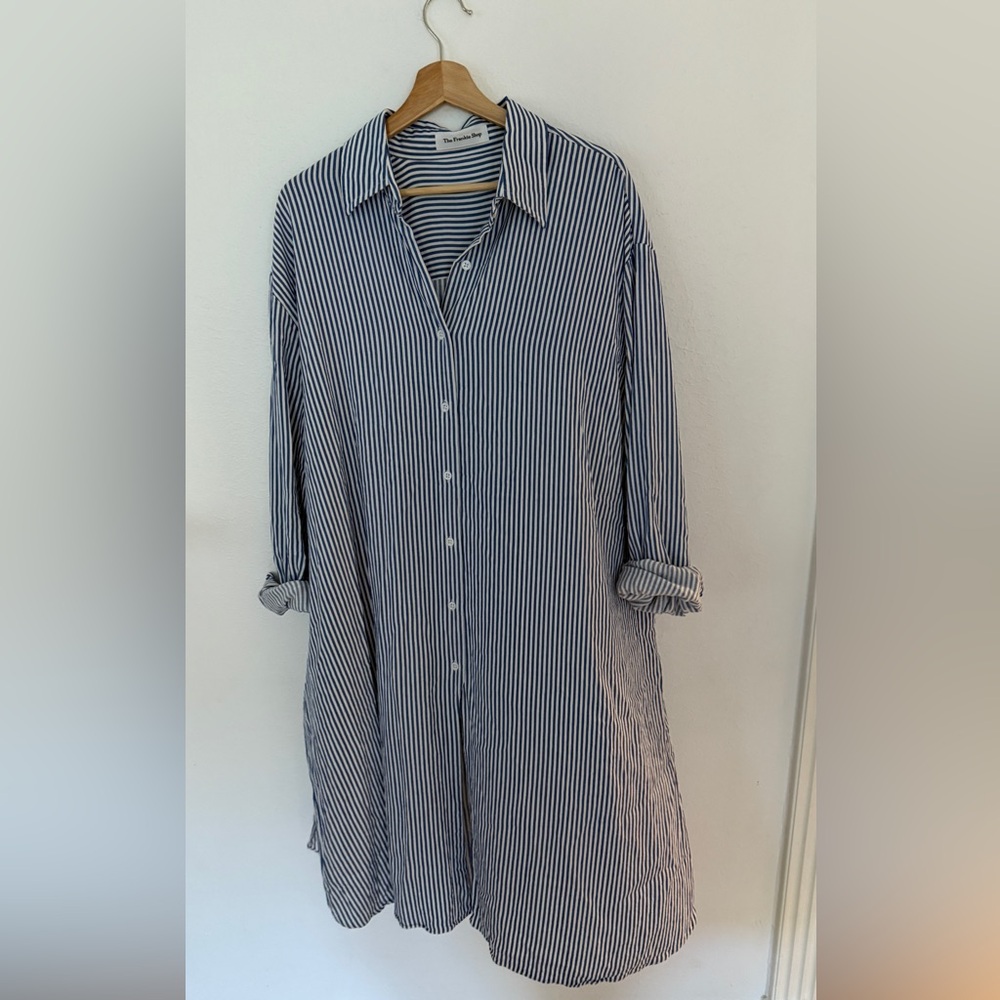 The Frankie Shop Stripped Midi Shirt Dress